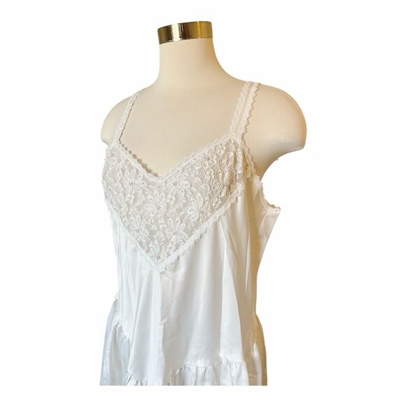 Delicates VTG Peignoir Silky Nightgown & Robe Set Sz L Ivory Lace - Picture 4 of 9
